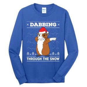 Dabbing Through The Snow Guinea Pig Ugly Christmas Sweater Cool Gift Tall Long Sleeve T-Shirt