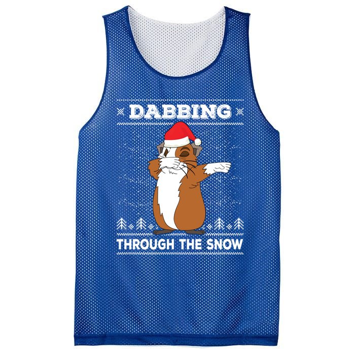 Dabbing Through The Snow Guinea Pig Ugly Christmas Sweater Cool Gift Mesh Reversible Basketball Jersey Tank