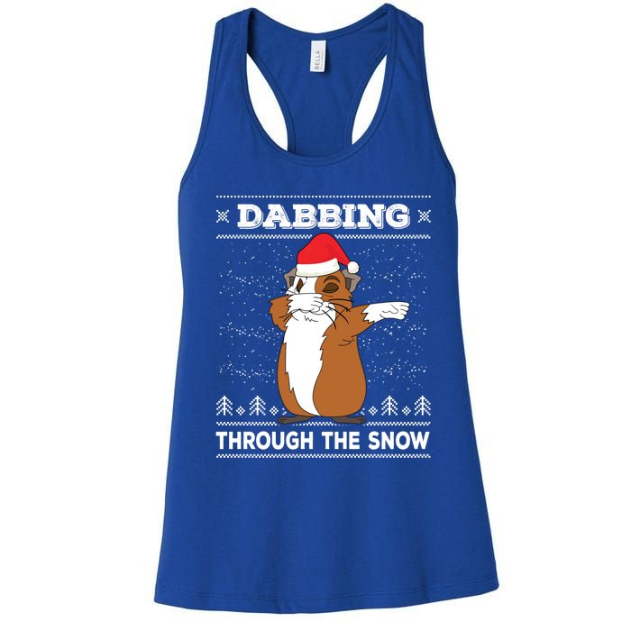 Dabbing Through The Snow Guinea Pig Ugly Christmas Sweater Cool Gift Women's Racerback Tank