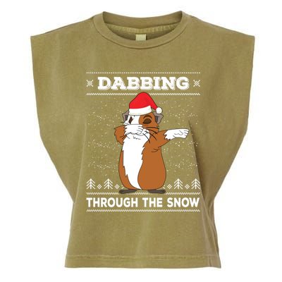 Dabbing Through The Snow Guinea Pig Ugly Christmas Sweater Cool Gift Garment-Dyed Women's Muscle Tee