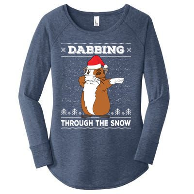 Dabbing Through The Snow Guinea Pig Ugly Christmas Sweater Cool Gift Women's Perfect Tri Tunic Long Sleeve Shirt