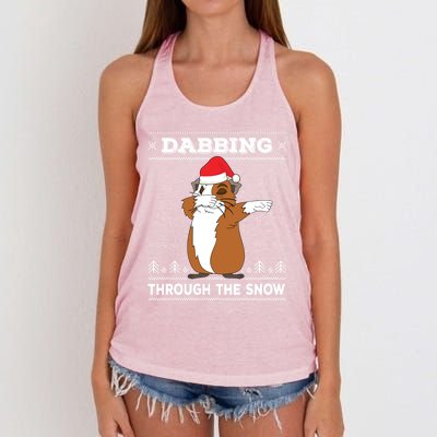 Dabbing Through The Snow Guinea Pig Ugly Christmas Sweater Cool Gift Women's Knotted Racerback Tank