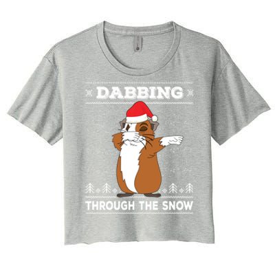 Dabbing Through The Snow Guinea Pig Ugly Christmas Sweater Cool Gift Women's Crop Top Tee