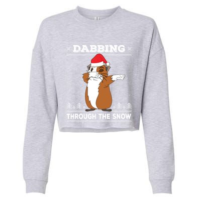 Dabbing Through The Snow Guinea Pig Ugly Christmas Sweater Cool Gift Cropped Pullover Crew