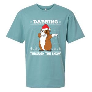 Dabbing Through The Snow Guinea Pig Ugly Christmas Sweater Cool Gift Sueded Cloud Jersey T-Shirt