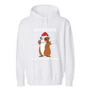 Dabbing Through The Snow Guinea Pig Ugly Christmas Sweater Cool Gift Garment-Dyed Fleece Hoodie