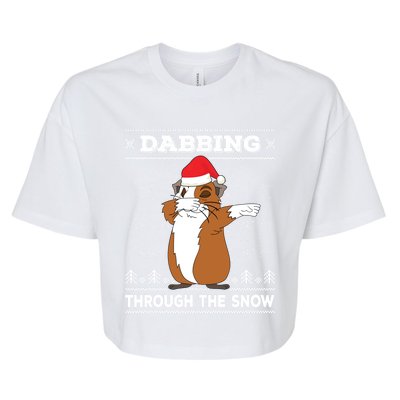 Dabbing Through The Snow Guinea Pig Ugly Christmas Sweater Cool Gift Bella+Canvas Jersey Crop Tee