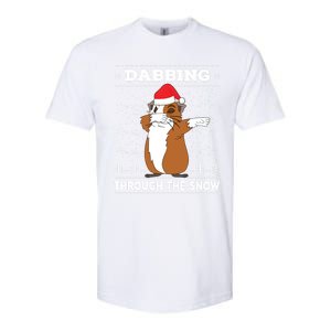 Dabbing Through The Snow Guinea Pig Ugly Christmas Sweater Cool Gift Softstyle CVC T-Shirt