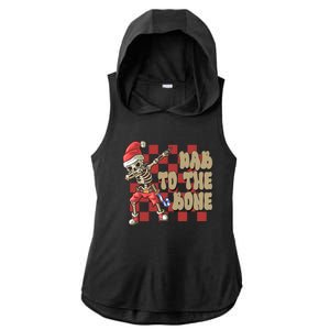 Dab To The Bone Funny Halloween Skeleton Ladies PosiCharge Tri-Blend Wicking Draft Hoodie Tank