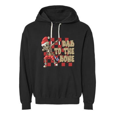 Dab To The Bone Funny Halloween Skeleton Garment-Dyed Fleece Hoodie