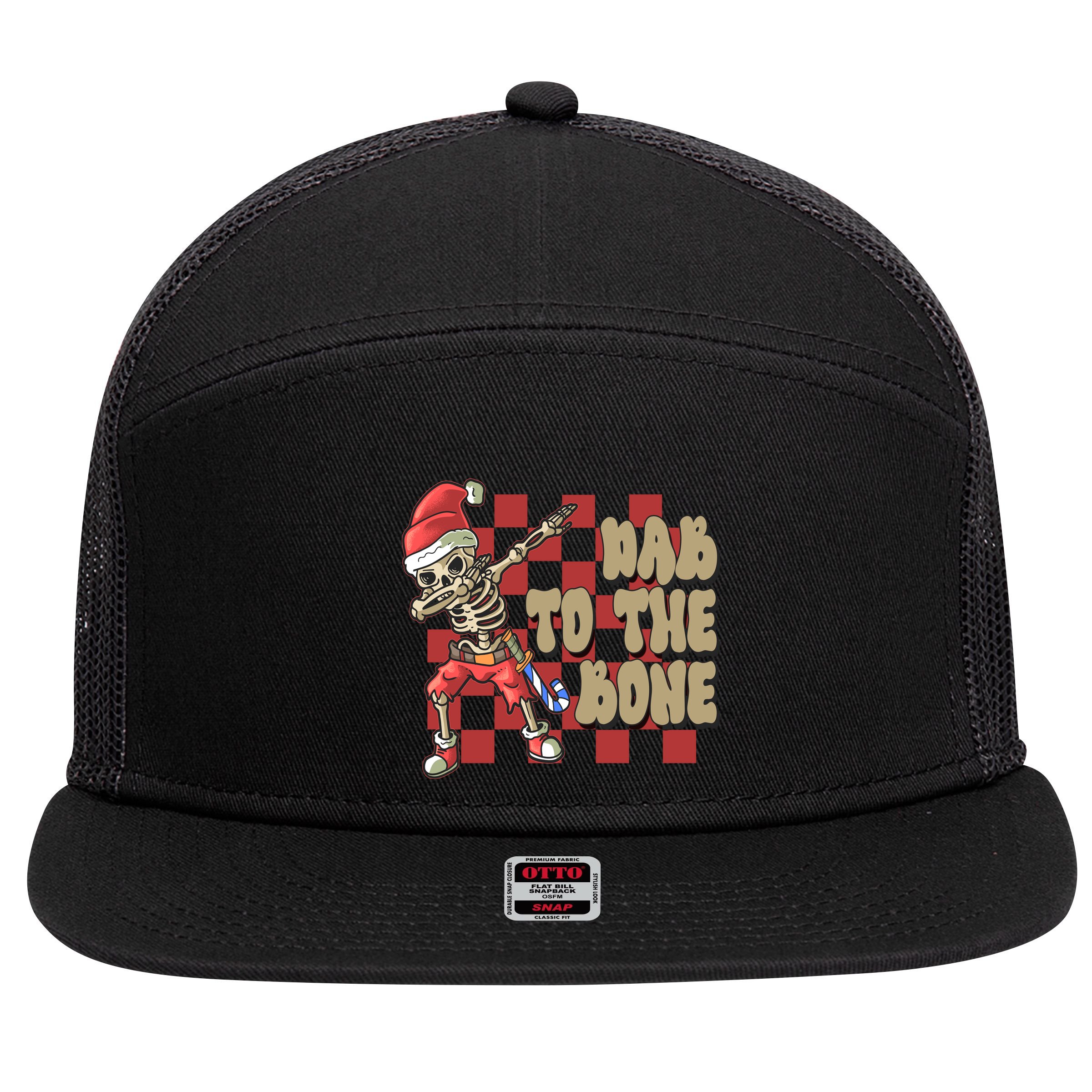 Dab To The Bone Funny Halloween Skeleton 7 Panel Mesh Trucker Snapback Hat