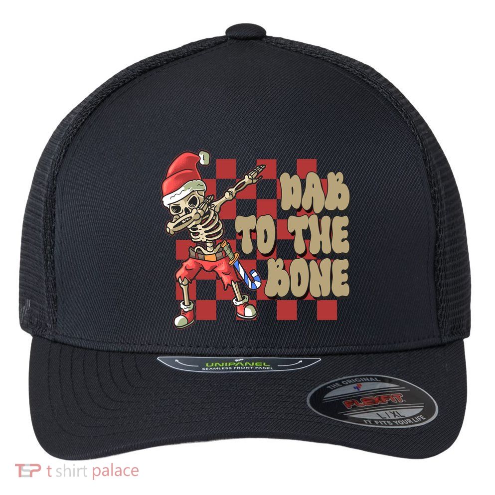 Dab To The Bone Funny Halloween Skeleton Flexfit Unipanel Trucker Cap