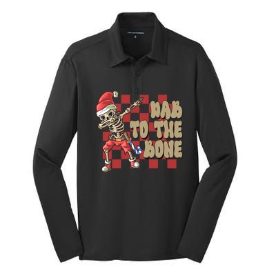 Dab To The Bone Funny Halloween Skeleton Silk Touch Performance Long Sleeve Polo