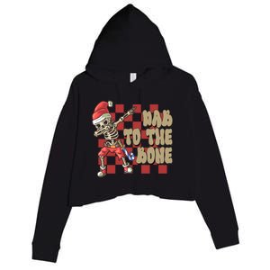 Dab To The Bone Funny Halloween Skeleton Crop Fleece Hoodie