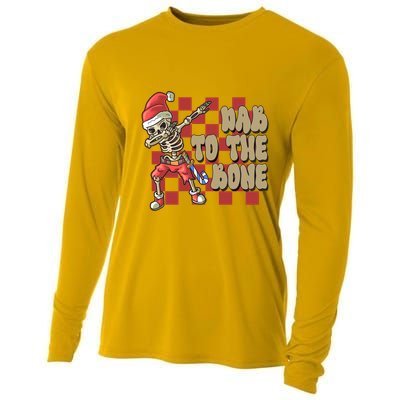 Dab To The Bone Funny Halloween Skeleton Cooling Performance Long Sleeve Crew