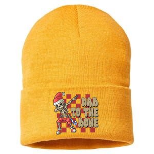 Dab To The Bone Funny Halloween Skeleton Sustainable Knit Beanie