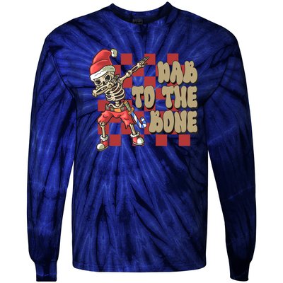 Dab To The Bone Funny Halloween Skeleton Tie-Dye Long Sleeve Shirt