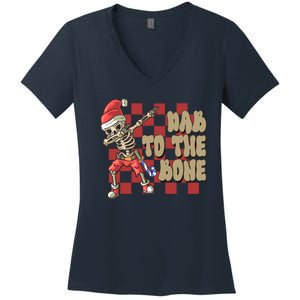 Dab To The Bone Funny Halloween Skeleton Women's V-Neck T-Shirt