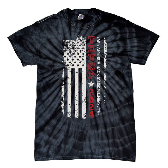 Donald Trump Take America Back 2024 Donald Trump 4th Of July Tie-Dye T-Shirt