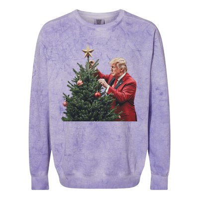 Donald Trump Traditional Christmas Tree Xmas Usa President Colorblast Crewneck Sweatshirt