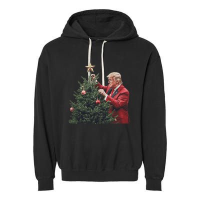 Donald Trump Traditional Christmas Tree Xmas Usa President Garment-Dyed Fleece Hoodie