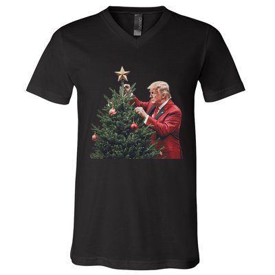 Donald Trump Traditional Christmas Tree Xmas Usa President V-Neck T-Shirt