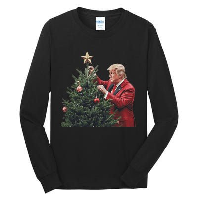 Donald Trump Traditional Christmas Tree Xmas Usa President Tall Long Sleeve T-Shirt