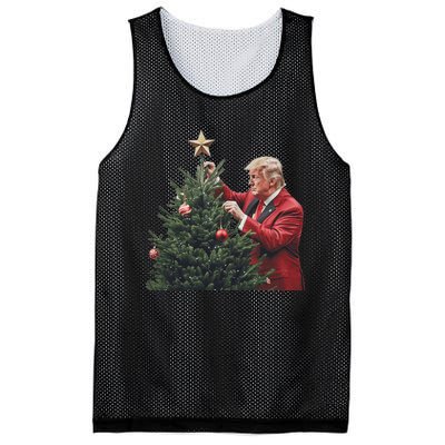 Donald Trump Traditional Christmas Tree Xmas Usa President Mesh Reversible Basketball Jersey Tank