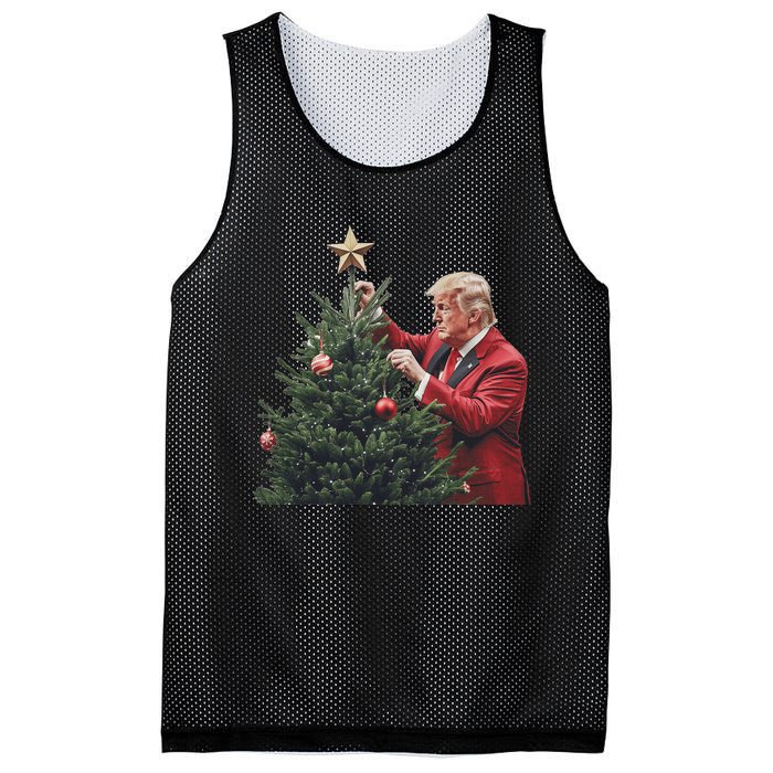 Donald Trump Traditional Christmas Tree Xmas Usa President Mesh Reversible Basketball Jersey Tank