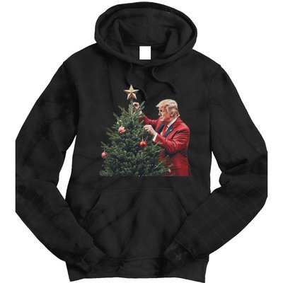 Donald Trump Traditional Christmas Tree Xmas Usa President Tie Dye Hoodie