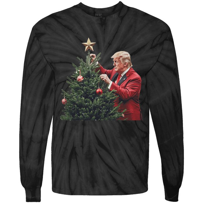 Donald Trump Traditional Christmas Tree Xmas Usa President Tie-Dye Long Sleeve Shirt