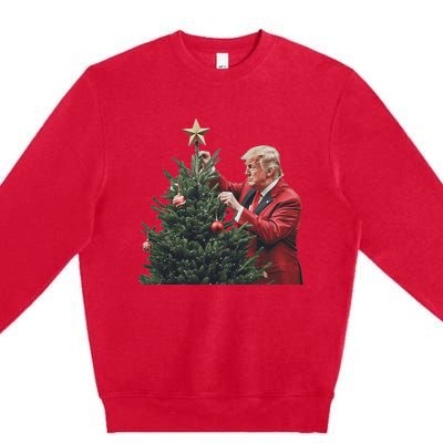 Donald Trump Traditional Christmas Tree Xmas Usa President Premium Crewneck Sweatshirt