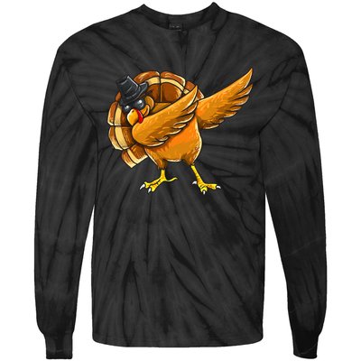 Dabbing Turkey Thanksgiving Turkey Day Tie-Dye Long Sleeve Shirt