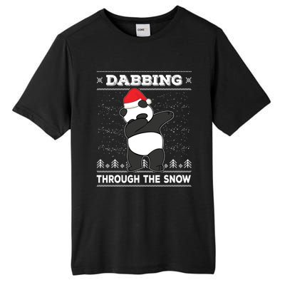 Dabbing Through The Snow Panda Dab Ugly Christmas Sweater Gift Tall Fusion ChromaSoft Performance T-Shirt