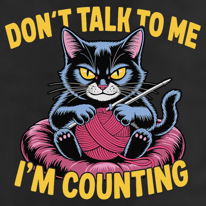 Dont Talk To Me Im Counting Knitting Cat Funny Cat Knits Beanie