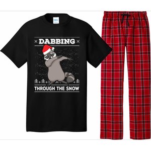 Dabbing Through The Snow Raccoon Dab Ugly Christmas Sweater Cool Gift Pajama Set