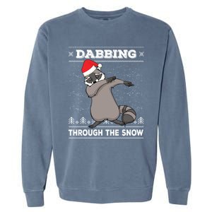 Dabbing Through The Snow Raccoon Dab Ugly Christmas Sweater Cool Gift Garment-Dyed Sweatshirt