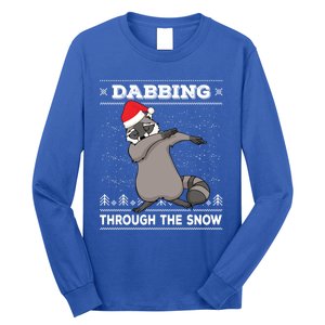 Dabbing Through The Snow Raccoon Dab Ugly Christmas Sweater Cool Gift Long Sleeve Shirt