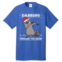 Dabbing Through The Snow Raccoon Dab Ugly Christmas Sweater Cool Gift Tall T-Shirt