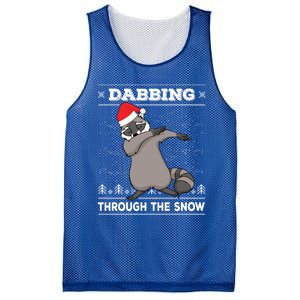 Dabbing Through The Snow Raccoon Dab Ugly Christmas Sweater Cool Gift Mesh Reversible Basketball Jersey Tank