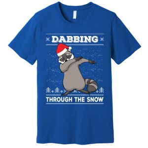 Dabbing Through The Snow Raccoon Dab Ugly Christmas Sweater Cool Gift Premium T-Shirt