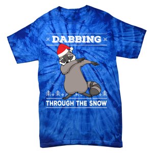 Dabbing Through The Snow Raccoon Dab Ugly Christmas Sweater Cool Gift Tie-Dye T-Shirt