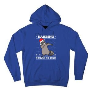 Dabbing Through The Snow Raccoon Dab Ugly Christmas Sweater Cool Gift Tall Hoodie