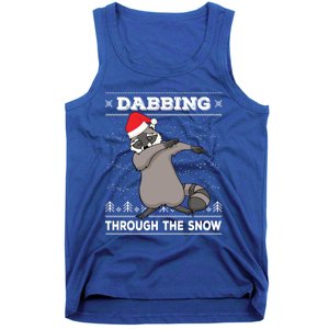 Dabbing Through The Snow Raccoon Dab Ugly Christmas Sweater Cool Gift Tank Top