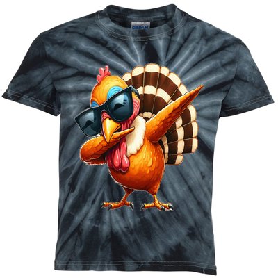 Dabbing Turkey Thanksgiving Day Pilgrim  Kids Tie-Dye T-Shirt