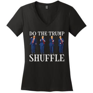 Do The Trump Shuffle Funny Trump Dance 4th July Trump 2024 Women's V-Neck T-Shirt