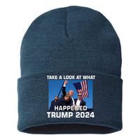 Donald Trump Take A Look What Happened I DonT Die Easily Sustainable Knit Beanie