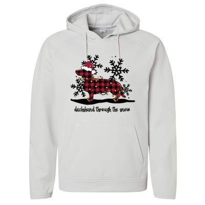 Dachshund Through The White Snow Retro Dachshund Lover Owner Great Gift Performance Fleece Hoodie