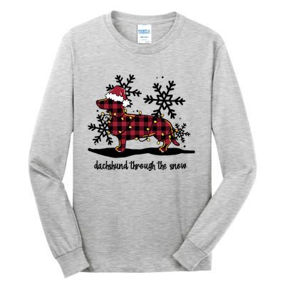 Dachshund Through The White Snow Retro Dachshund Lover Owner Great Gift Tall Long Sleeve T-Shirt