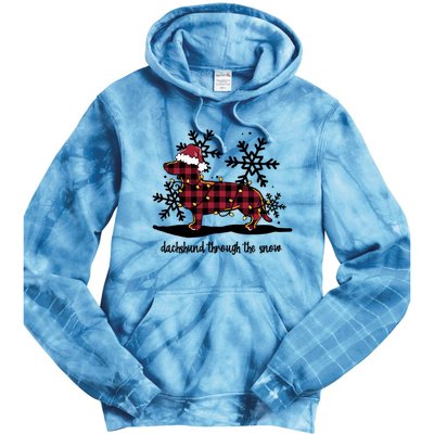 Dachshund Through The White Snow Retro Dachshund Lover Owner Great Gift Tie Dye Hoodie